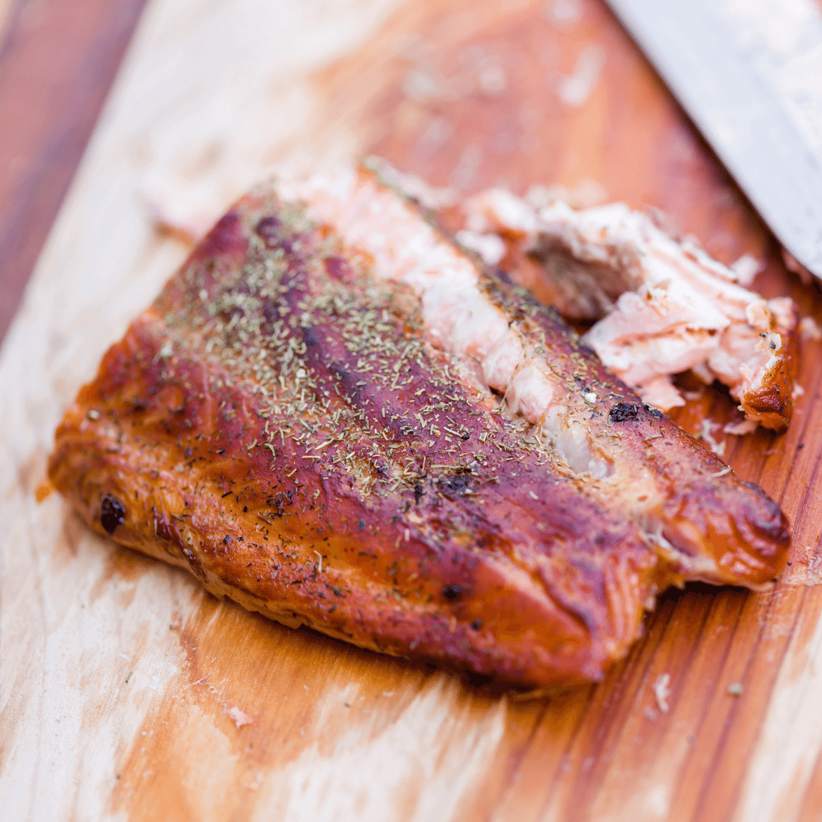 Smoked salmon fillet cooked on the grill