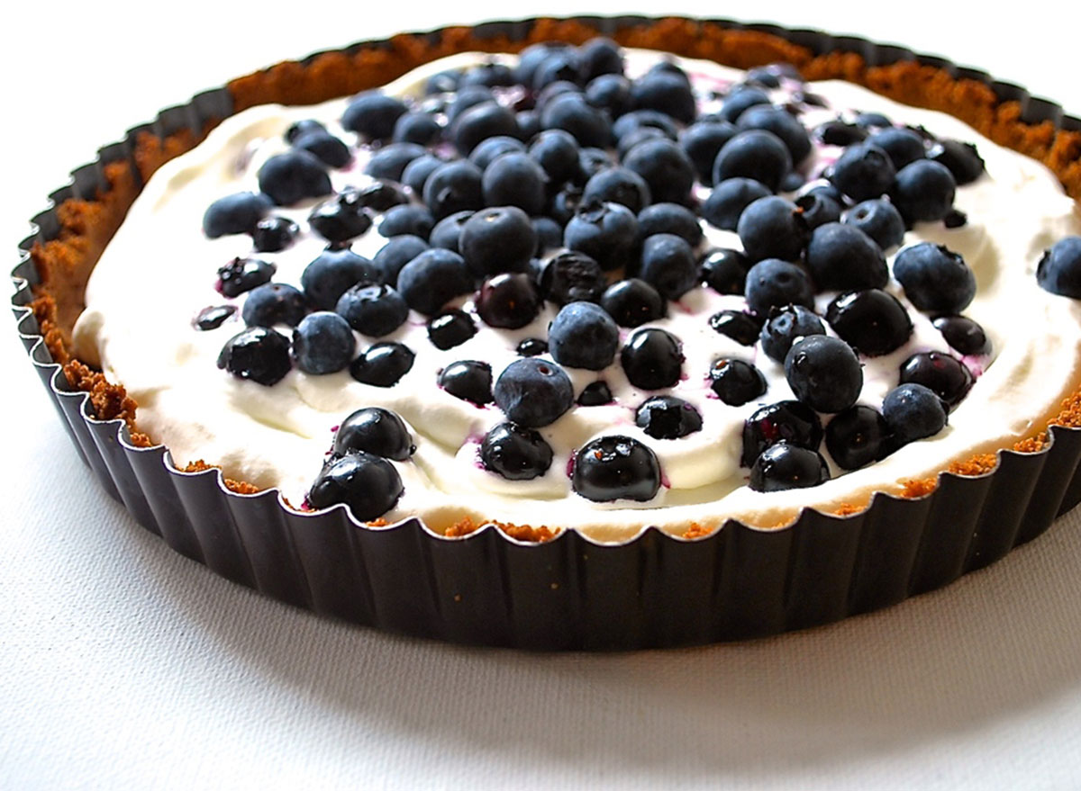 whole30 coconut tart with blueberries