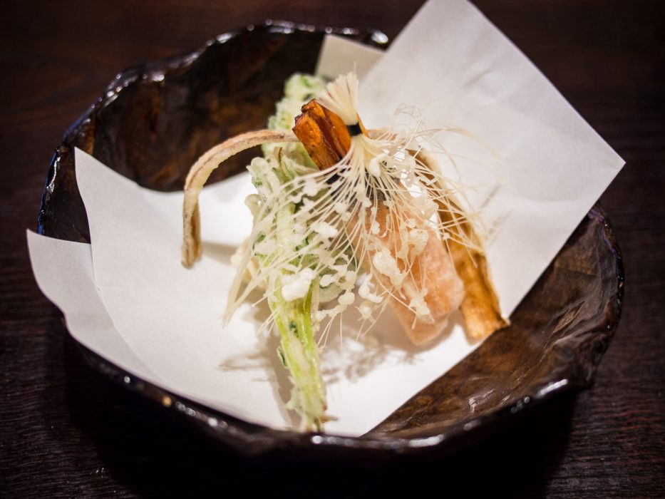 Vegetable tempura at Bon vegetarian restaurant, Tokyo