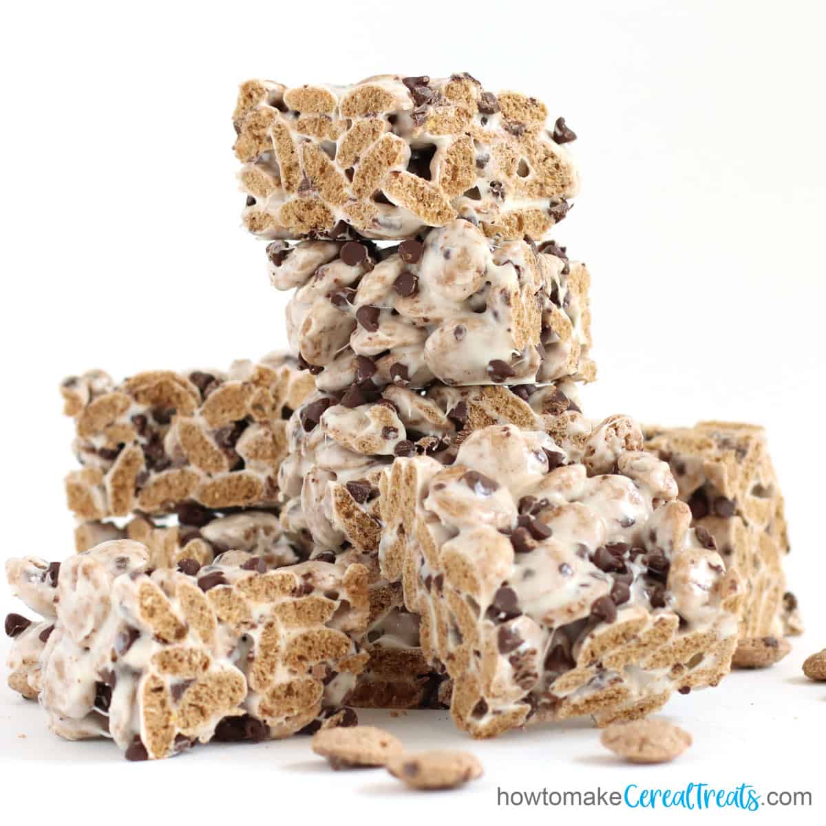 Cereal Cookies Chocolate Chip Cookies are made with Crispy Cookie Cereal, butter, marshmallows, and chocolate chips.