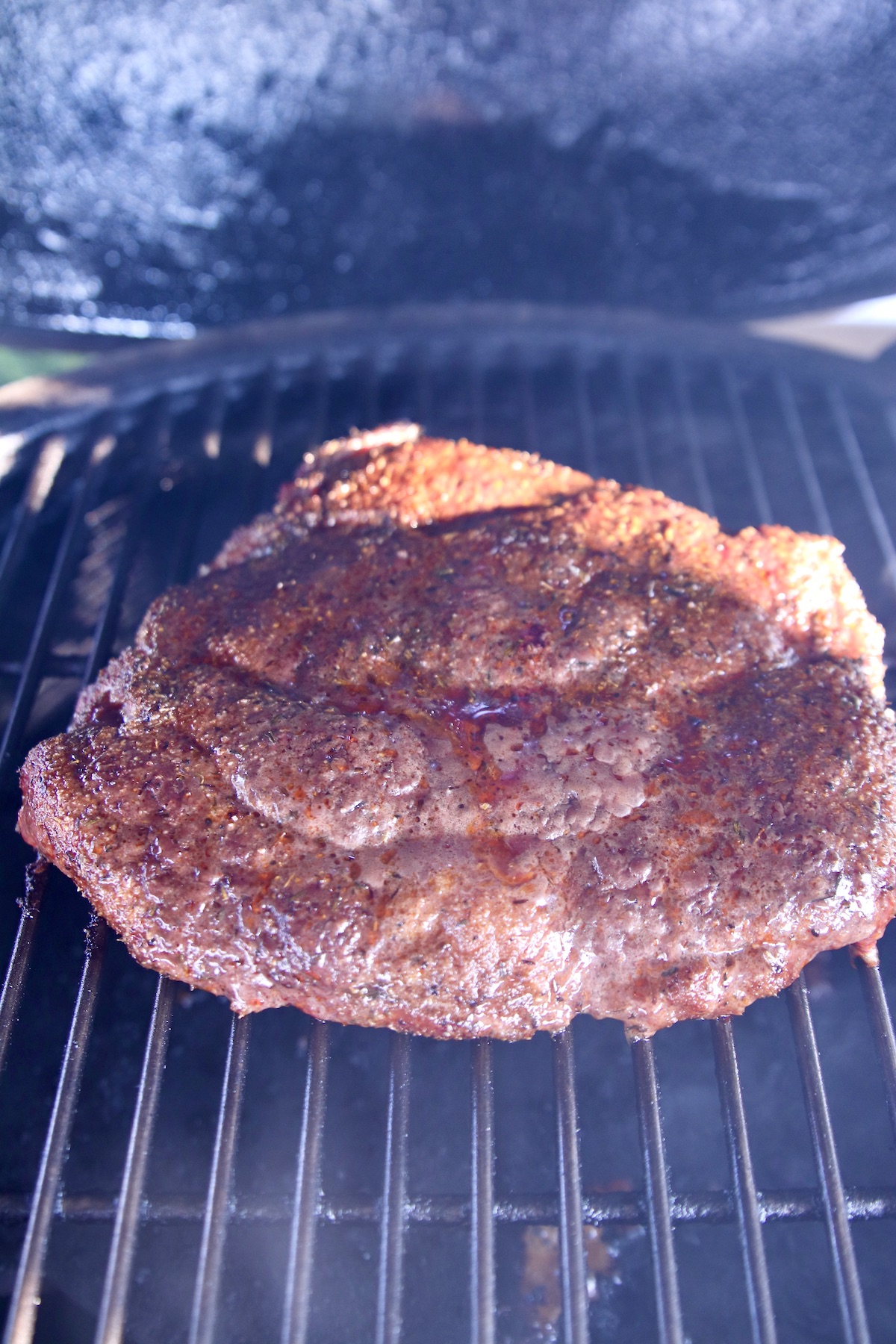 Grilled meat on Big Green Egg Grill