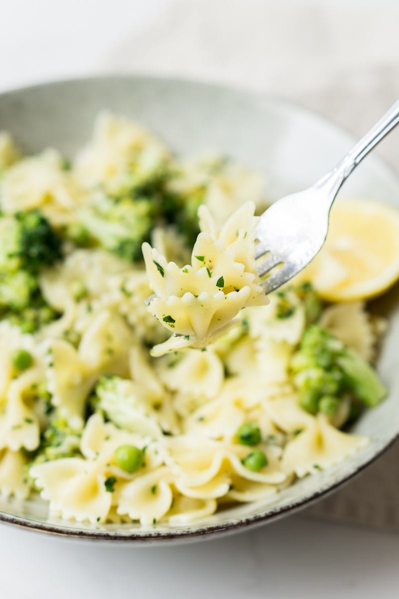 Bow tie pasta on plate