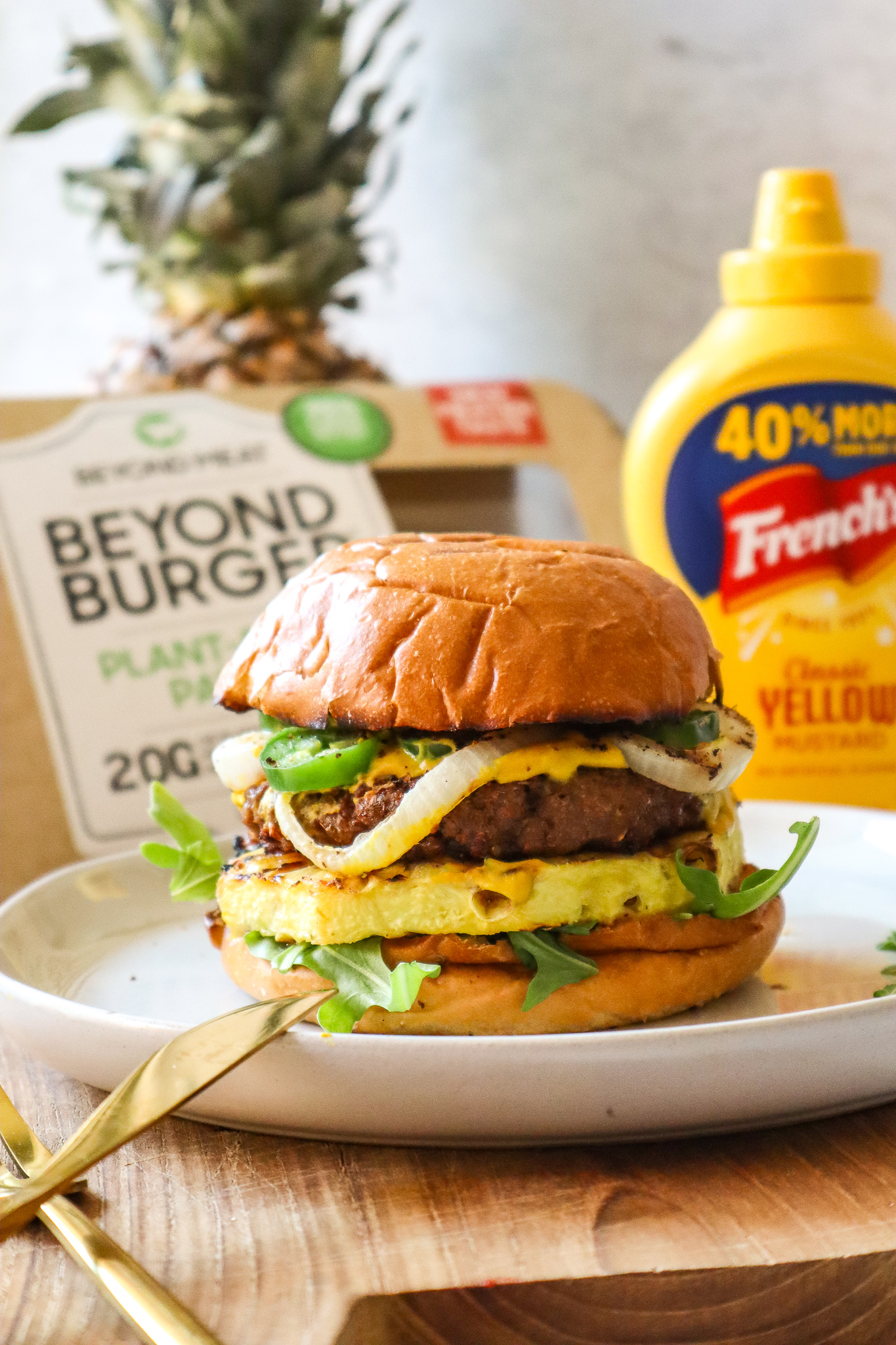 Grilled Beyond Burger With Baked Pineapple, Gluten and Plant-Free