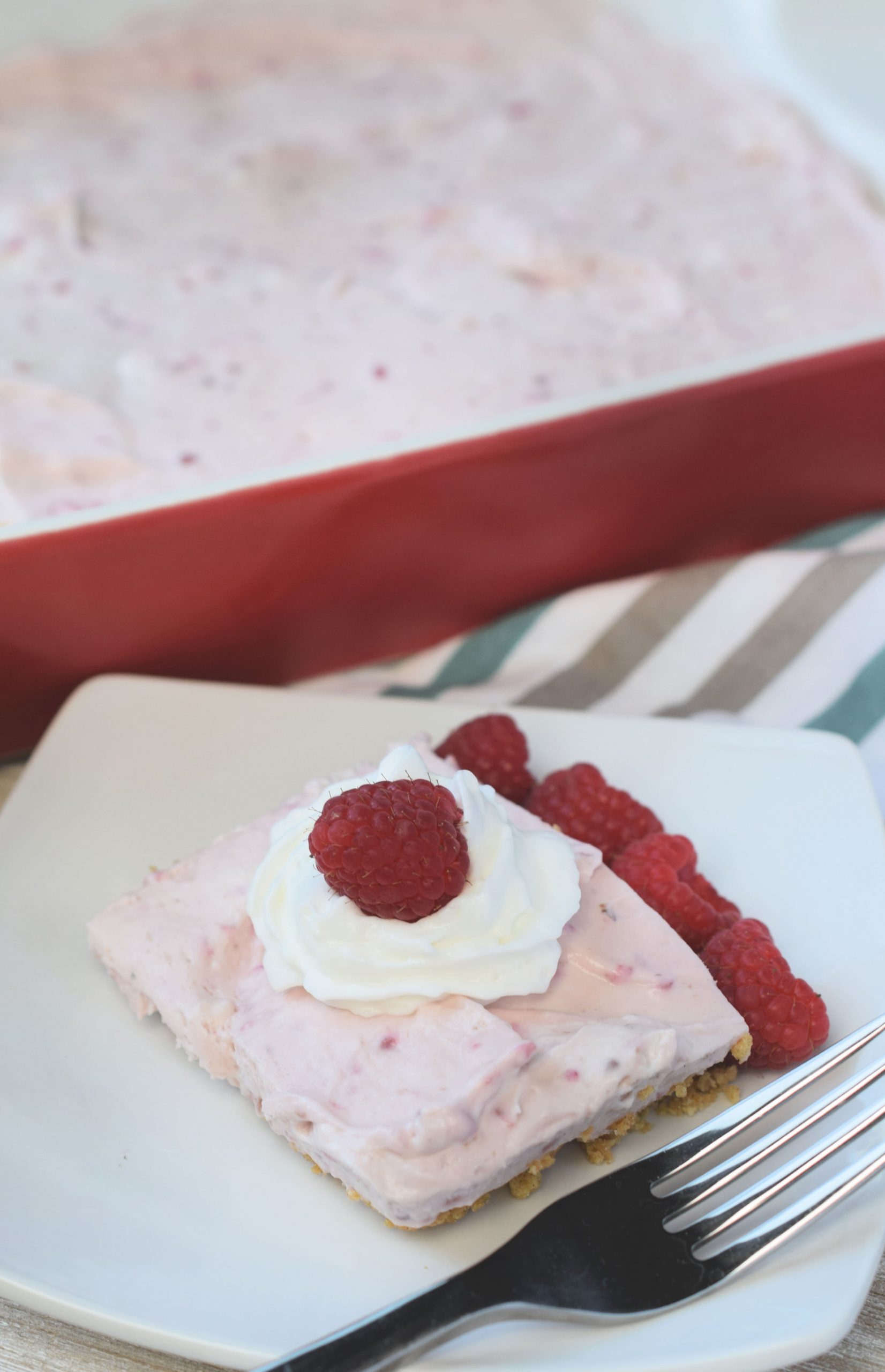 Dessert with raspberry cheese cream