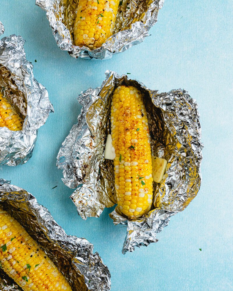 Baked corn with foil