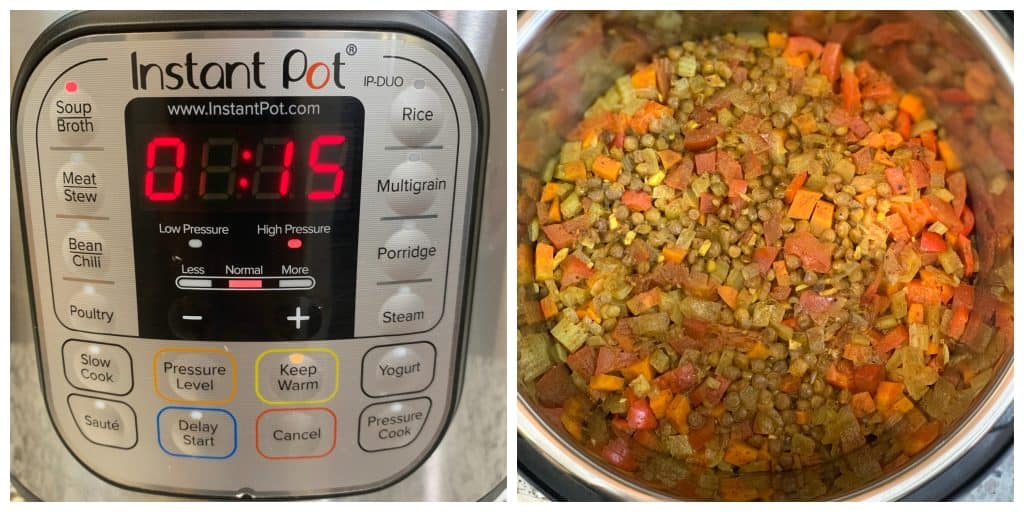 step into pressure cooking mode for 15 minutes collage