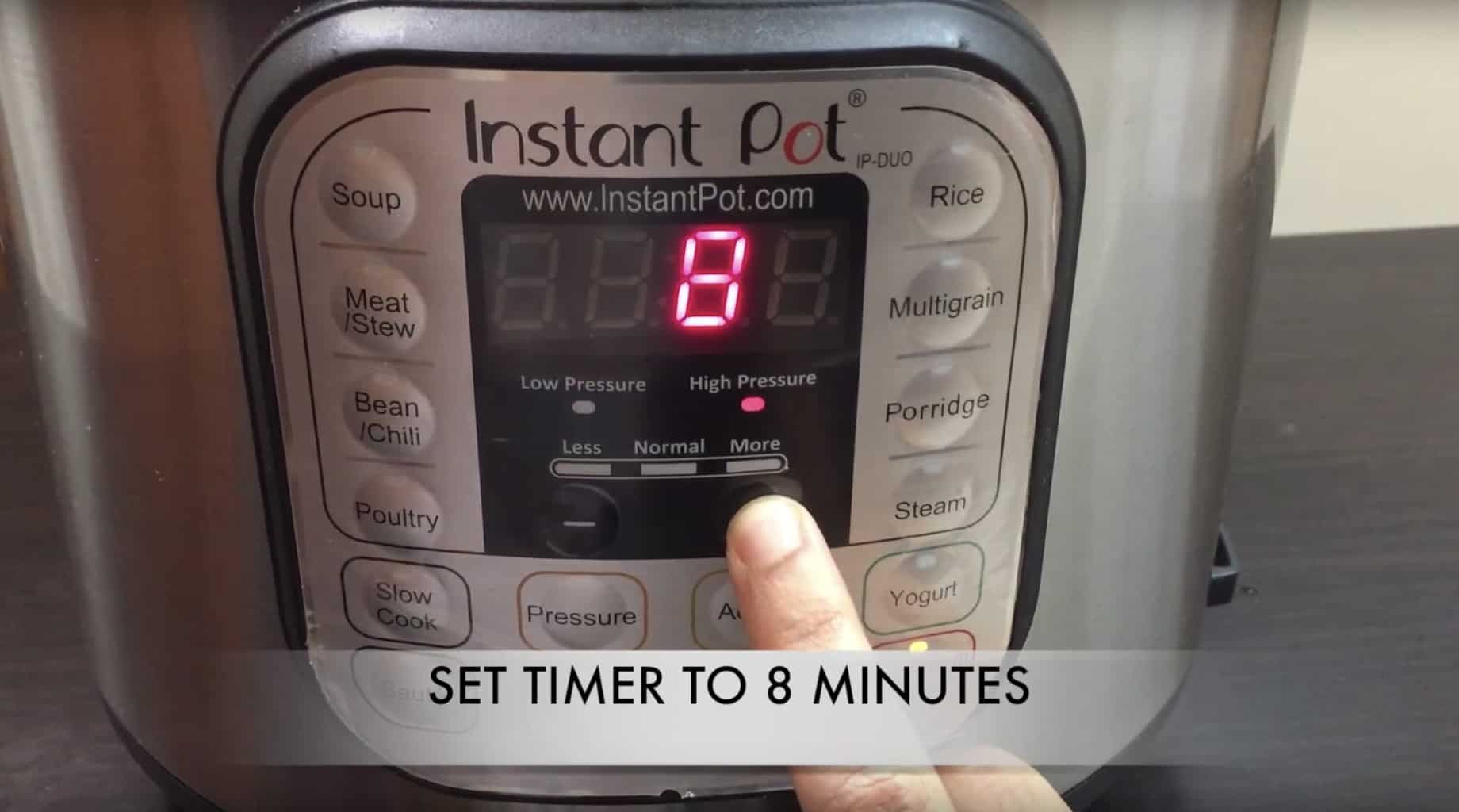 select timer to 8 minutes