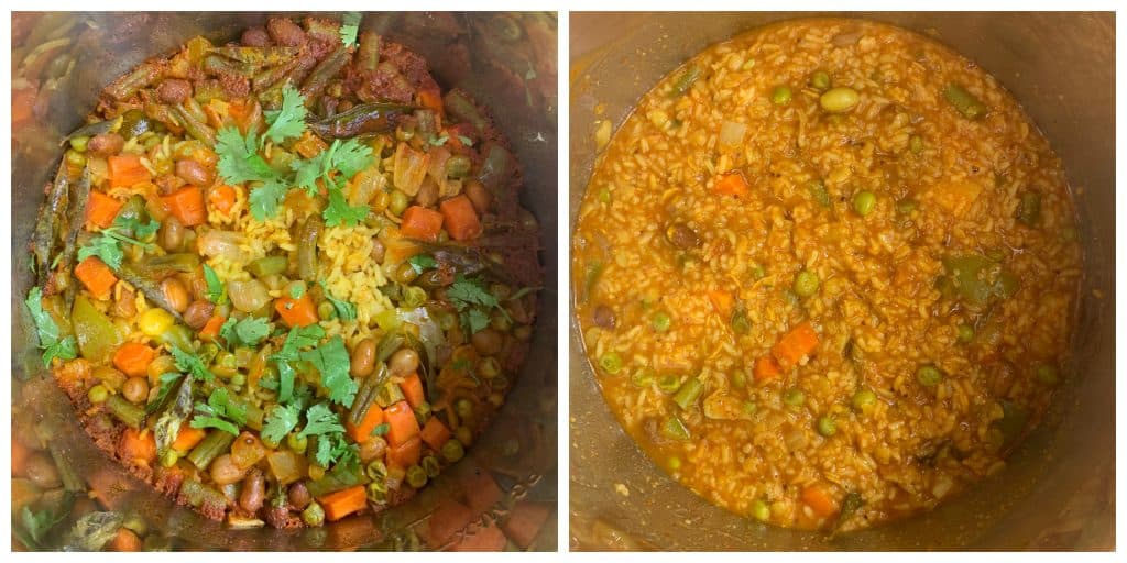 steps to decorate a bisi bele bath with coriander collage