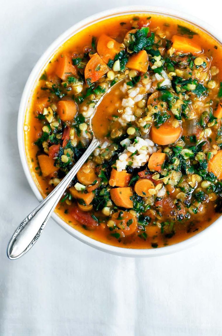Carrot, Red Lentil and Spinach Soup