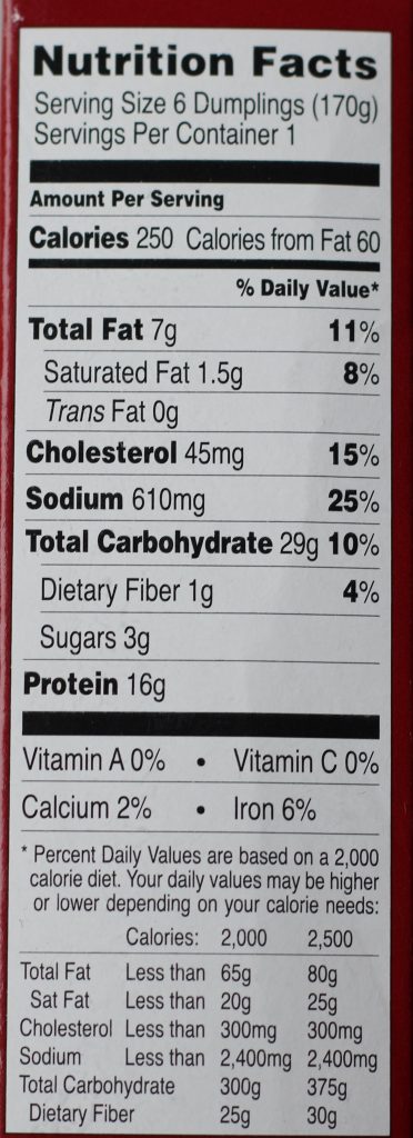 Calorie and Nutrition Information for Trader Joe