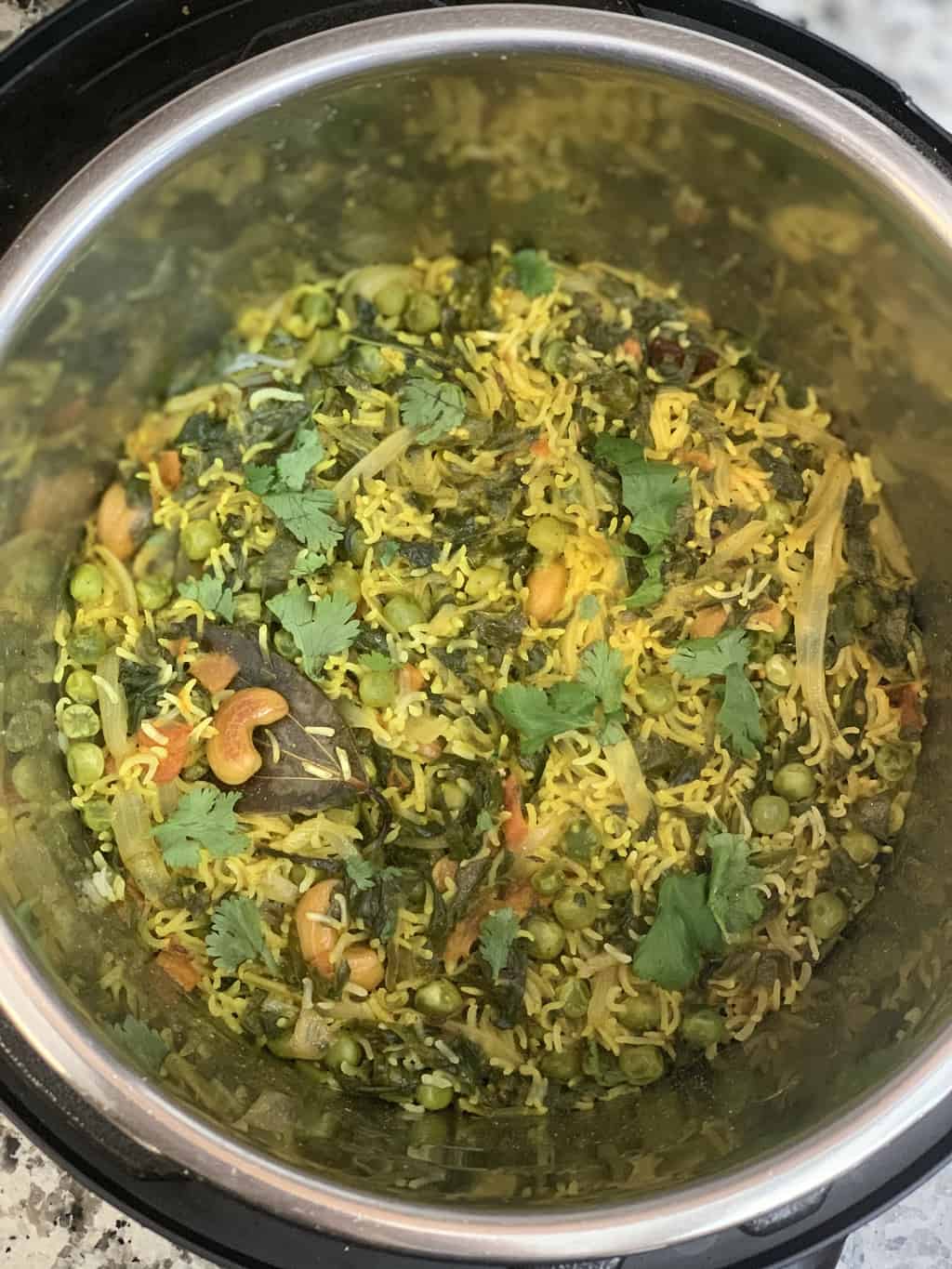 Spinach rice in an instant pot