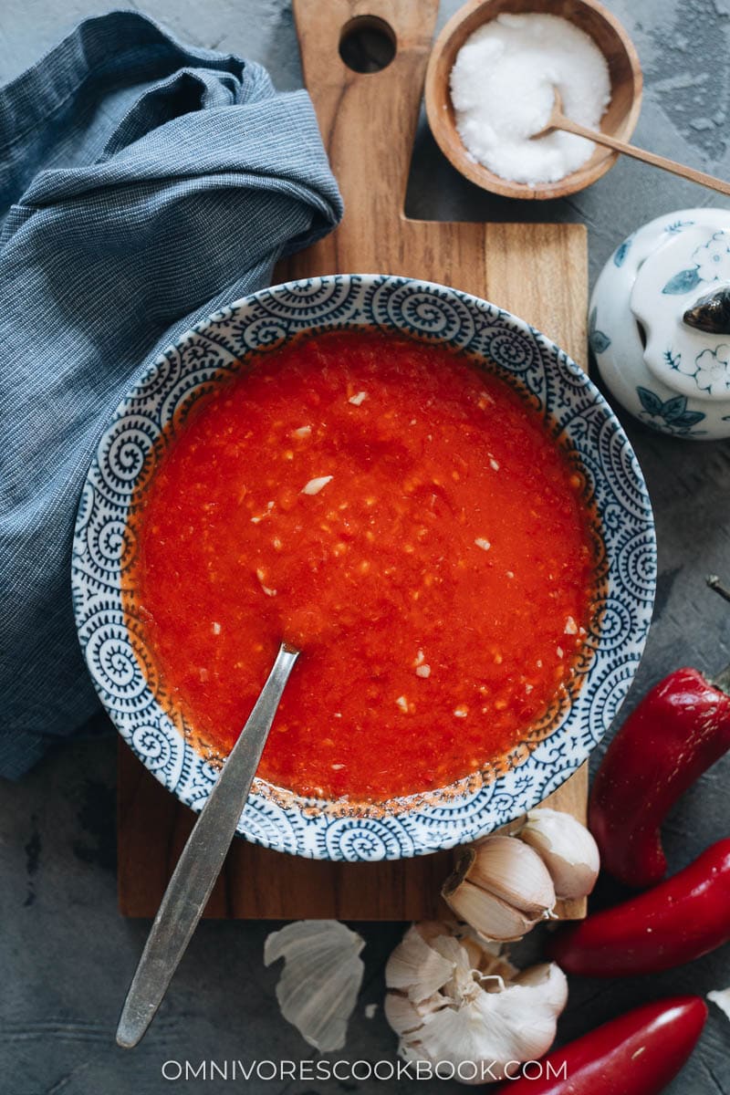 Homemade chili garlic fish sauce in a bowl