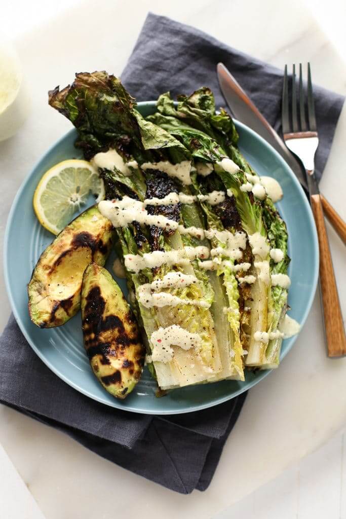 Vegan Grilled Caesar Salad with Avocado