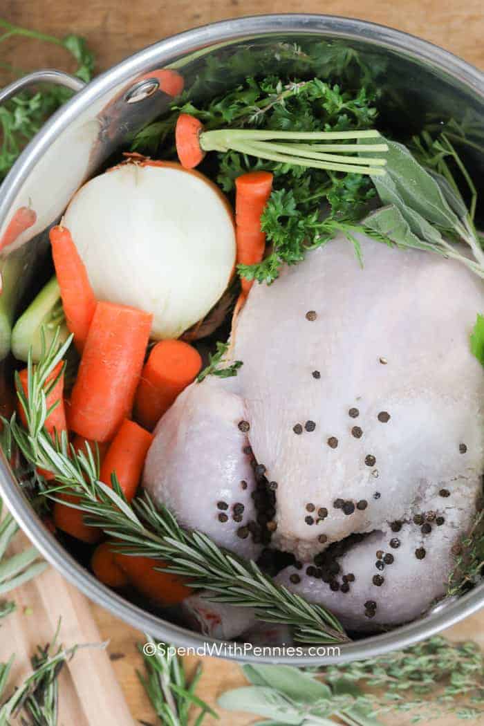 Chicken and vegetables in a pot how to boil chicken