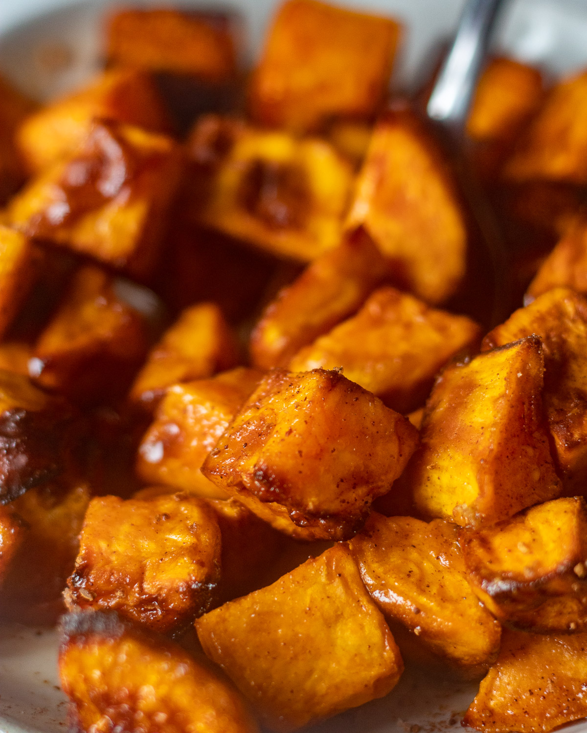 Close-up of air-fried sweet potato balls