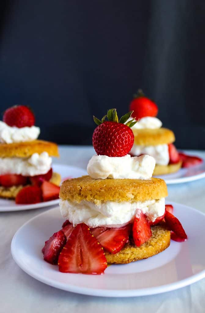 Strawberry macaroons on a serving plate