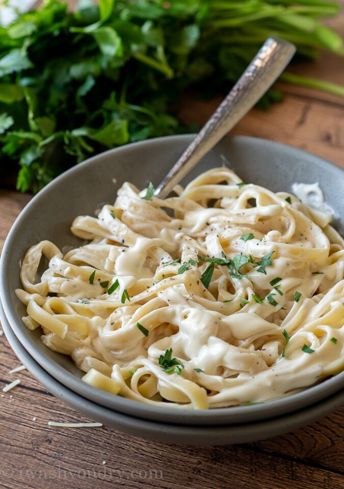 This Alfredo Cream Sauce recipe has just a few basic ingredients but creates the most delicious and creamy noodle toppings!