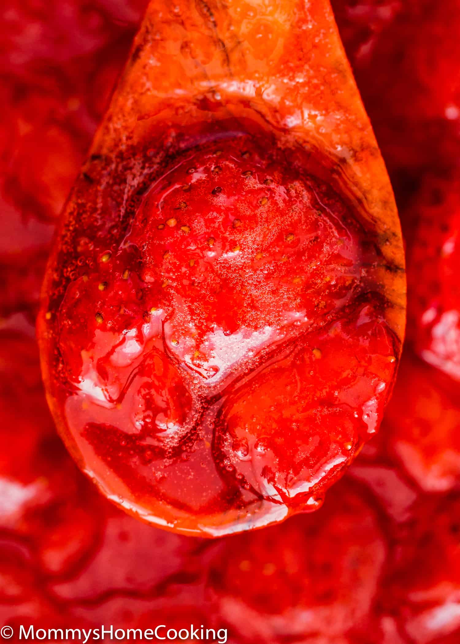 Close-up of strawberry sauce