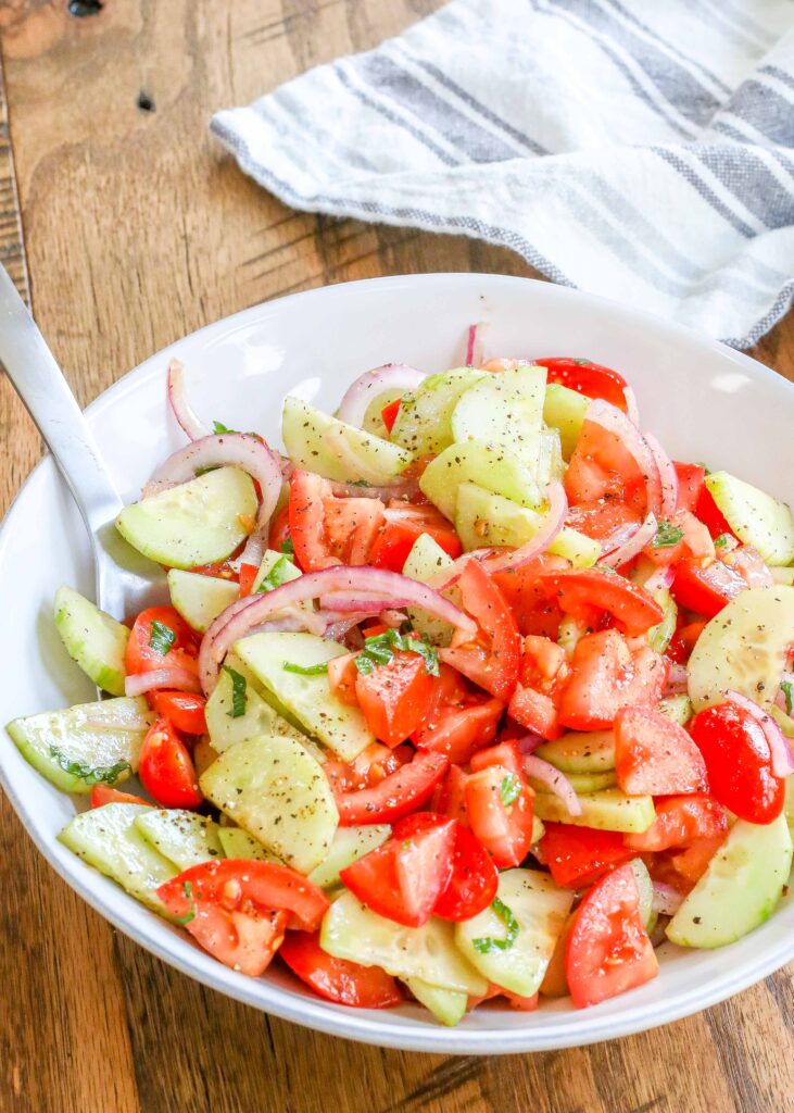 Cucumber Tomato Salad is a classic that everyone loves.