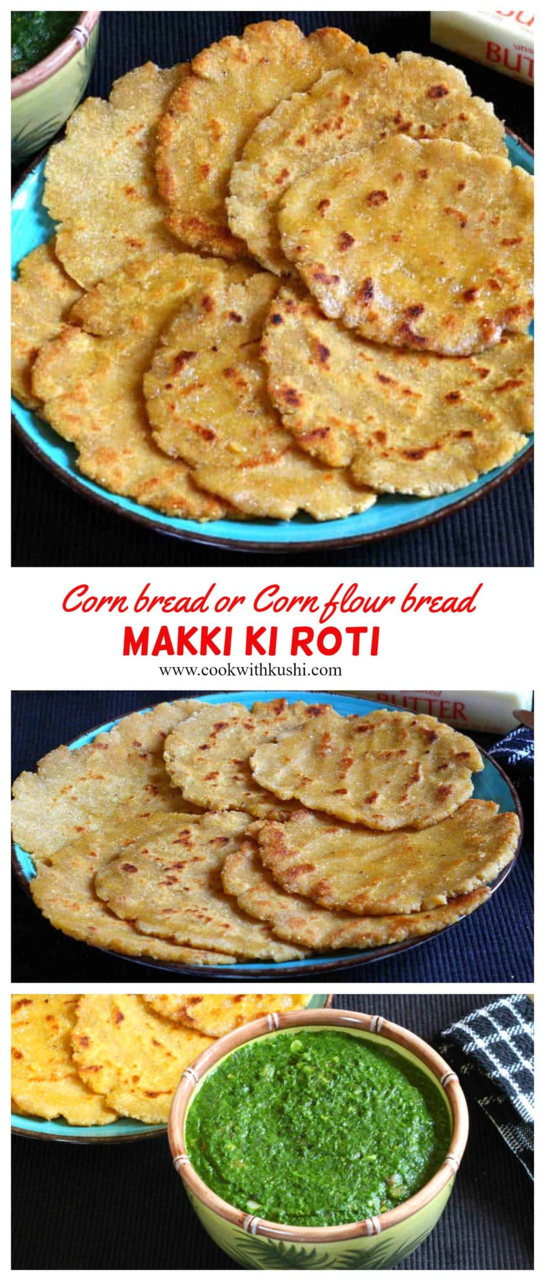Corn bread or roti is a delicious and healthy unleavened flatbread that is very popular in Punjab, India. Makki Ki Roti is specially prepared in winter using cornmeal (makki ka atta) or cornmeal on an oven or tandoor griddle (cast iron skillet or tava). #easycornbreadrecipe #indianfood #indinbread #punjabifood #roti #winterrecipes #glutenfreebread #veganbread