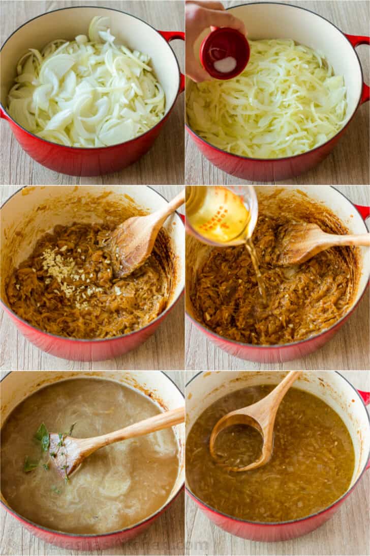 Step by step how to make french onion soup in pot