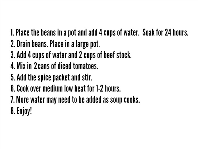 Recipe card for 7 bean mix