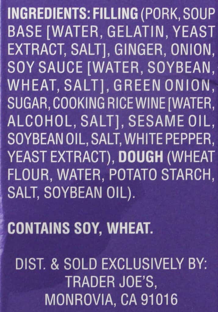 Ingredient List for Trader Joe