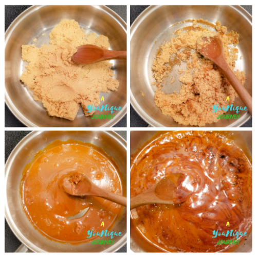 Melt brown sugar to make homemade brown sauce.