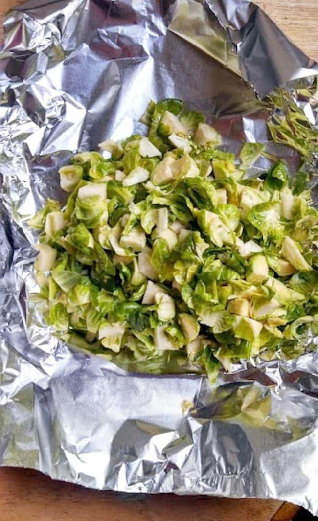 Brussels Sprouts chopped for baking