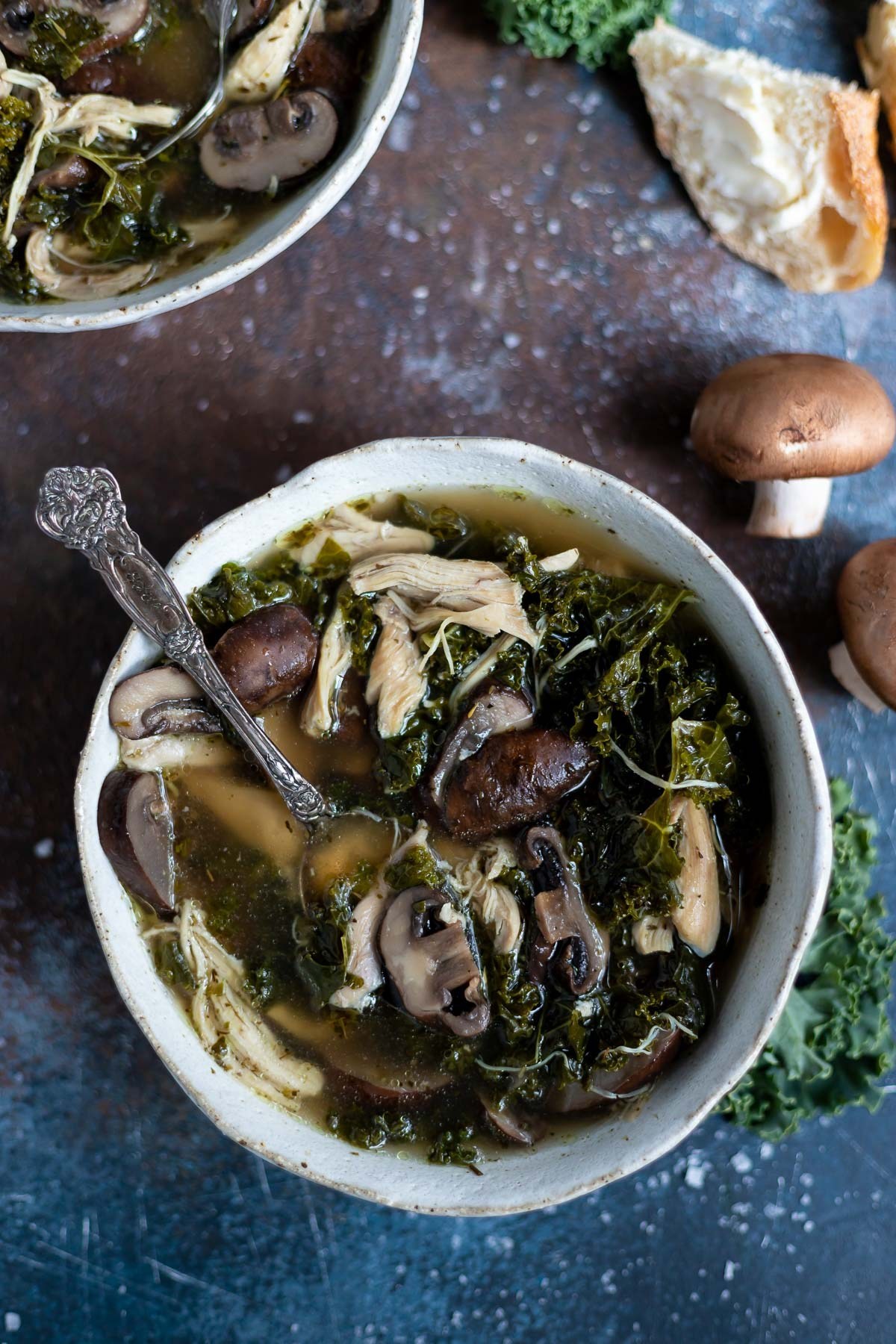 Instant Chicken Soup with Mushrooms and Kale