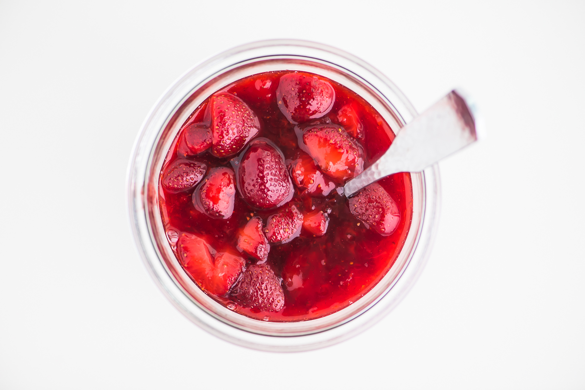 Fresh Strawberry Sauce easily comes in a jar