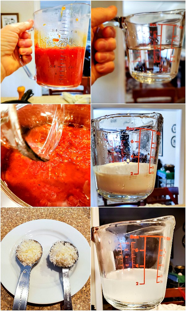 6 photos of the step-by-step process of making vodka sauce.
