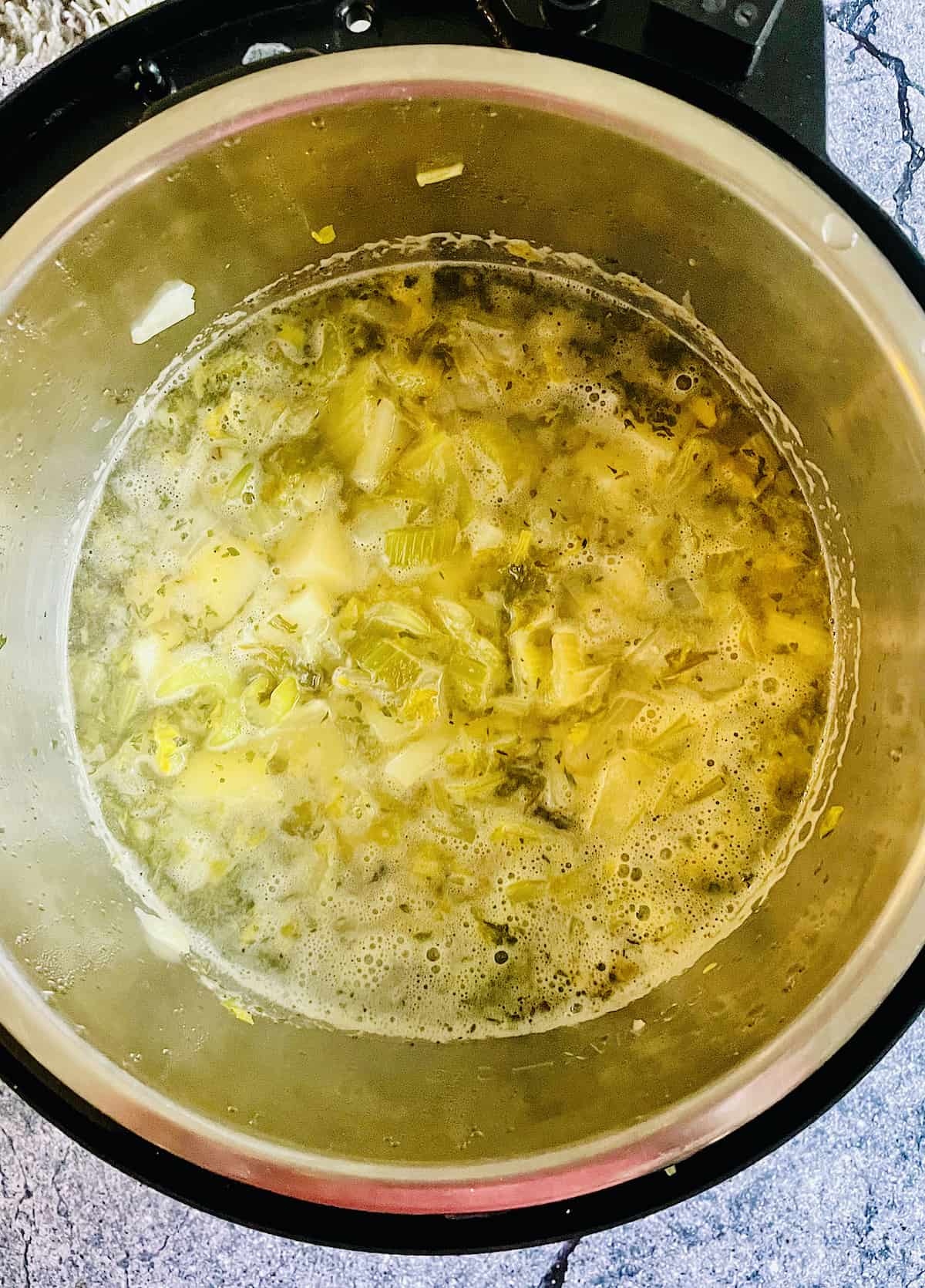 pressure cook celery soup in the inner pot before mixing