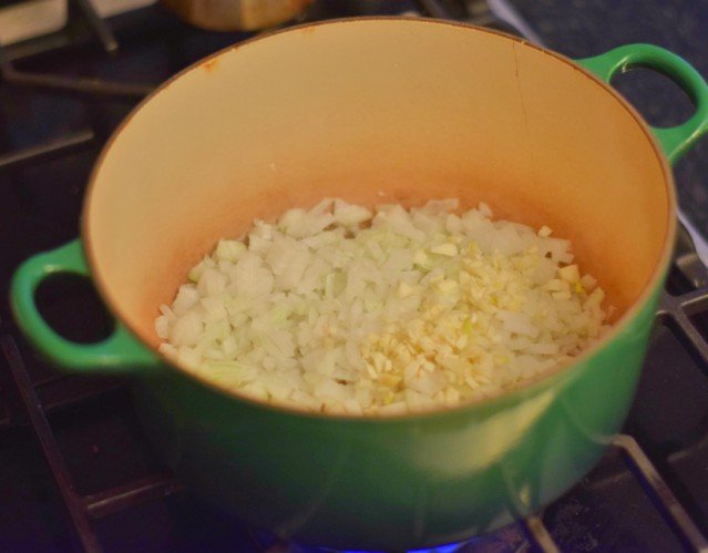 Sweating onions and garlic