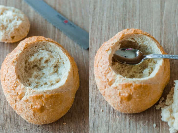 How to make the bread bowl cut out between the centers
