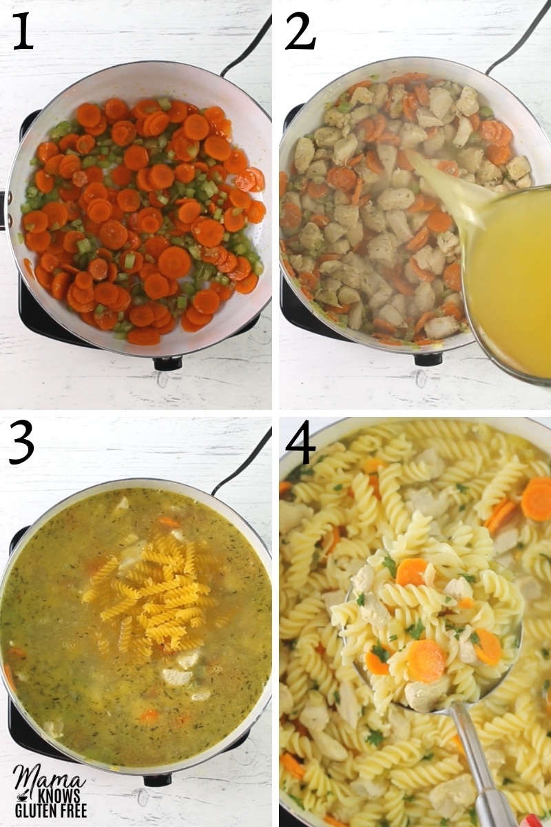 Gluten-free chicken noodle soup recipe steps