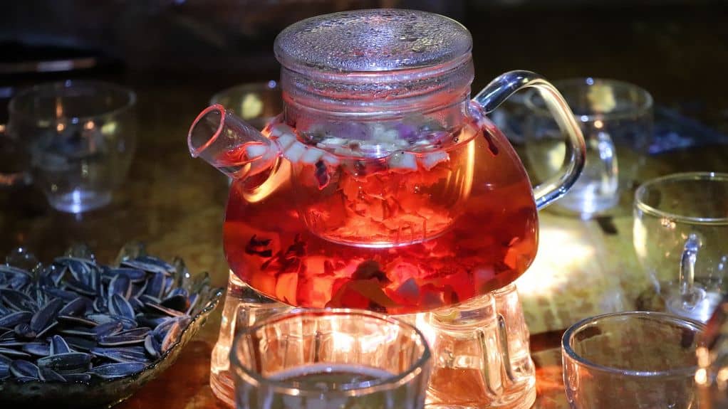Brew tea in a glass teapot