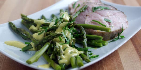 Sous vide asparagus with turkey