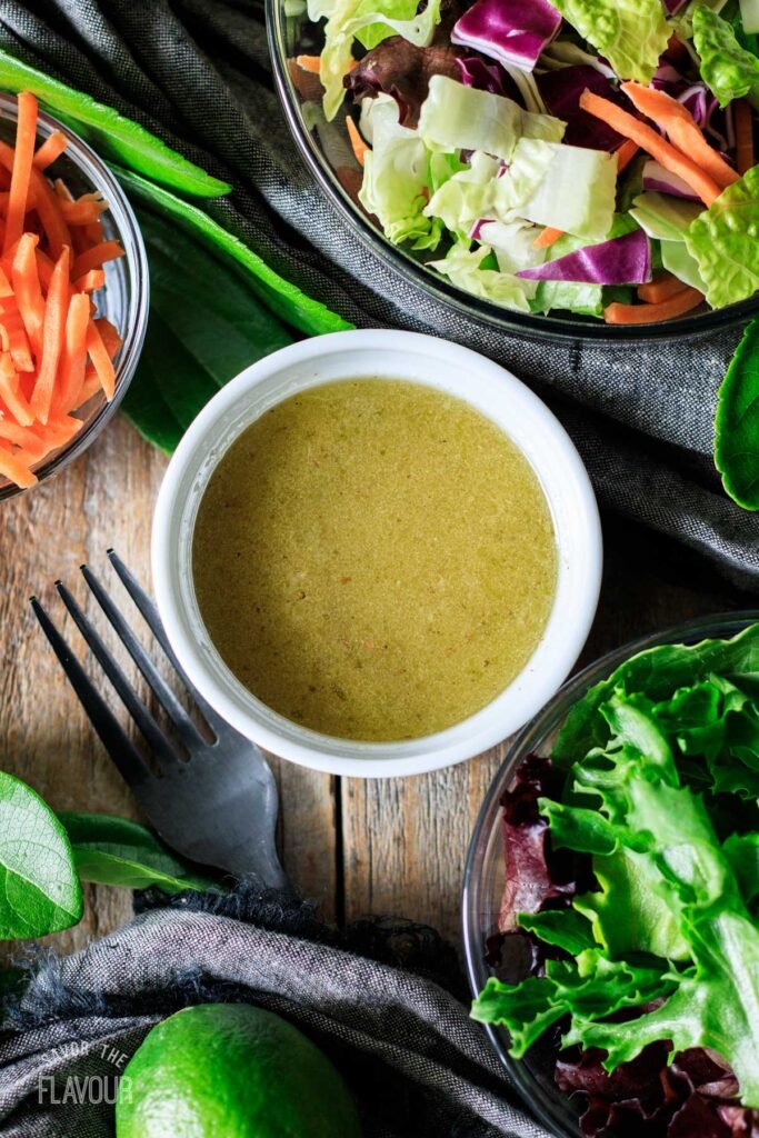 bowl of white kale Caesar dressing