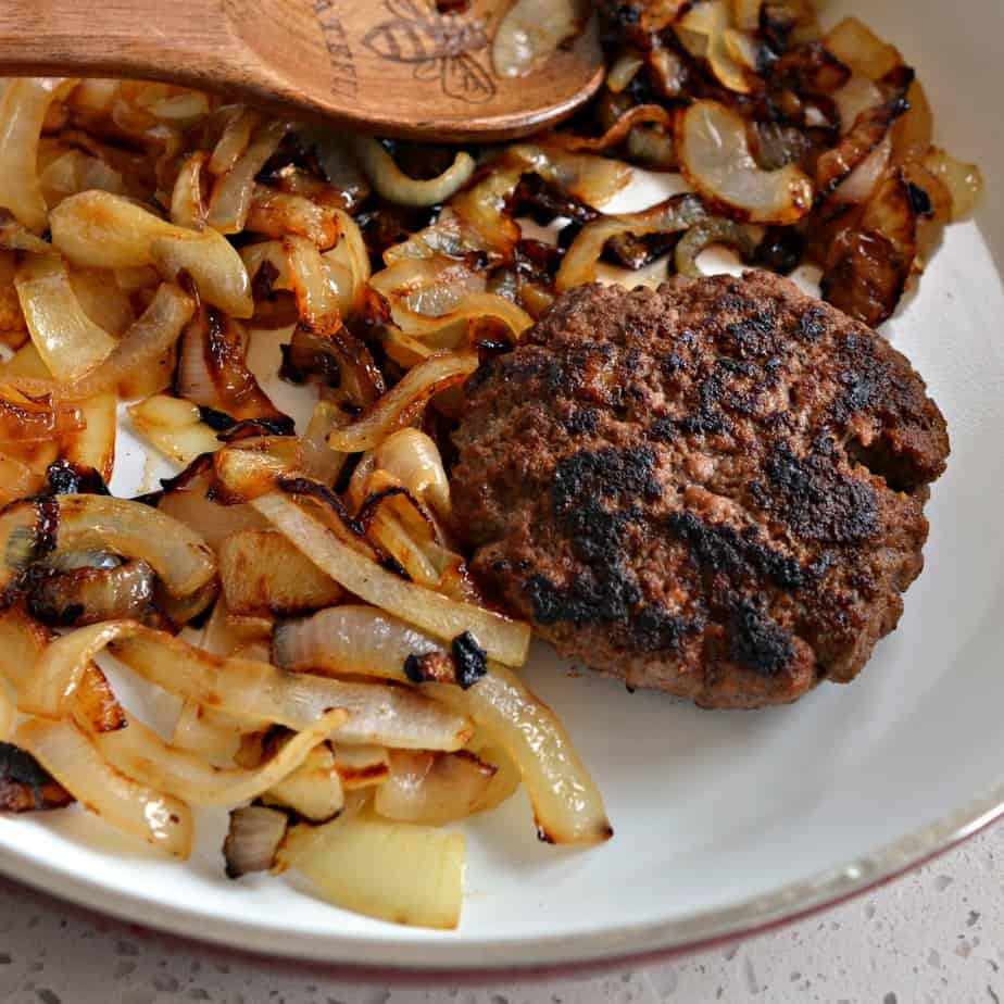 Classic Patty Melt with grilled onions and thousand island sauce.