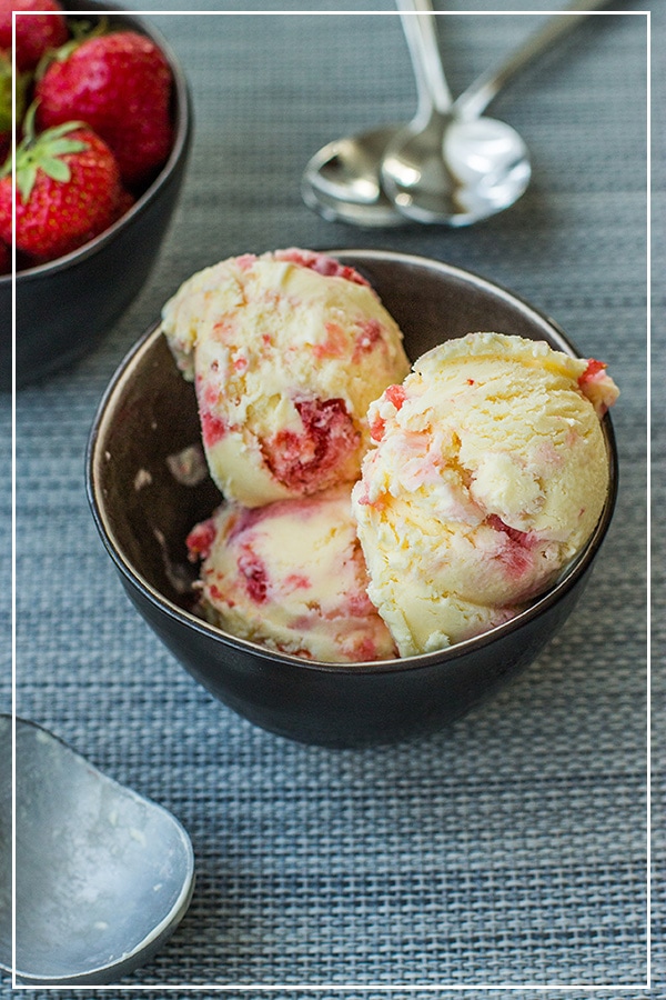 Homemade strawberry mascarpone ice cream is a cool summer treat. An impressive dessert for any barbecue or cooking party.
