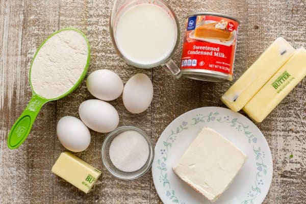 Ingredients for a crepe on the table