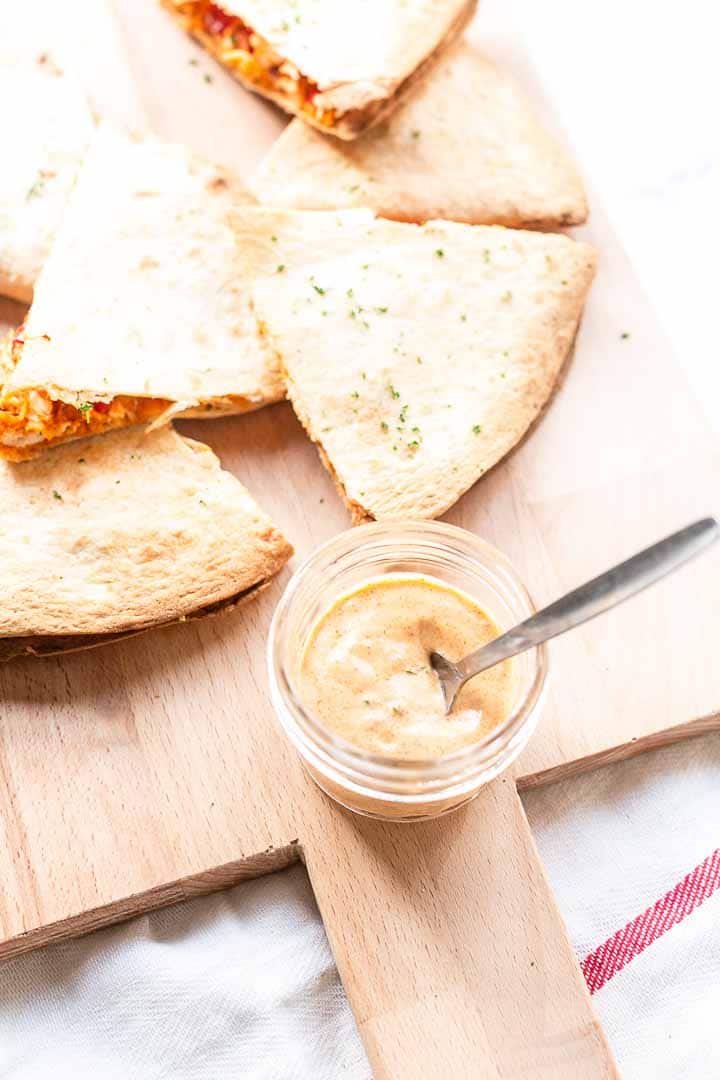 Quesadilla sauce is like Taco Bell Quesadilla sauce. The sauce recipe is super easy to make and goes great with any type of quesadilla. Visit takeoutfood.best for full recipe
