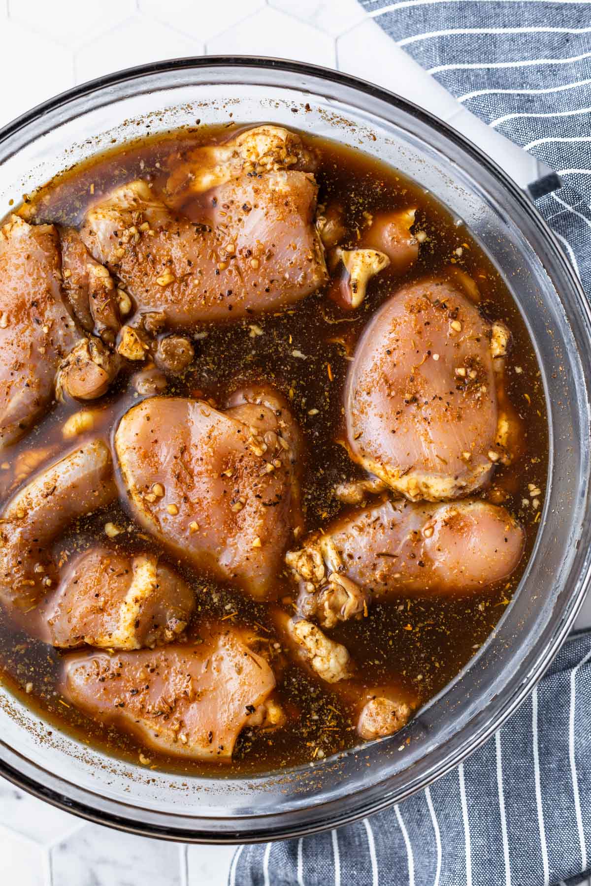 marinated chicken thighs in boneless chicken bowl