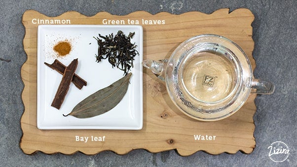 Flying green tea leaves