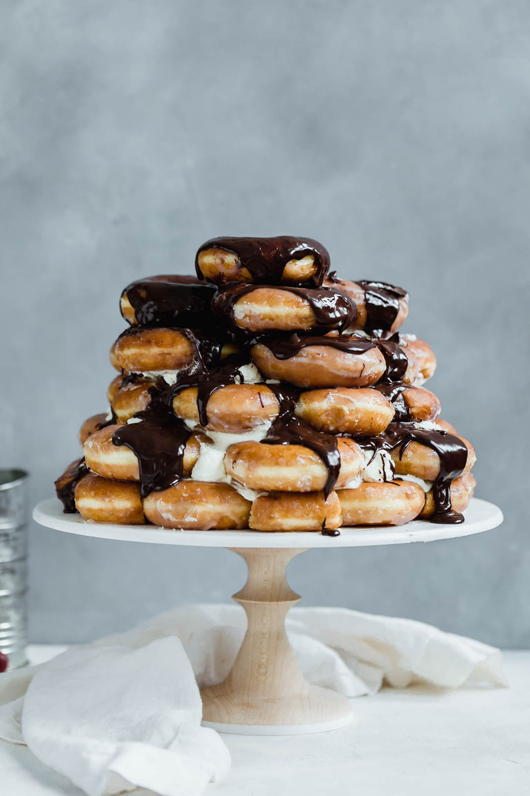 Krispy Kreme Donut Cake on the cake stand