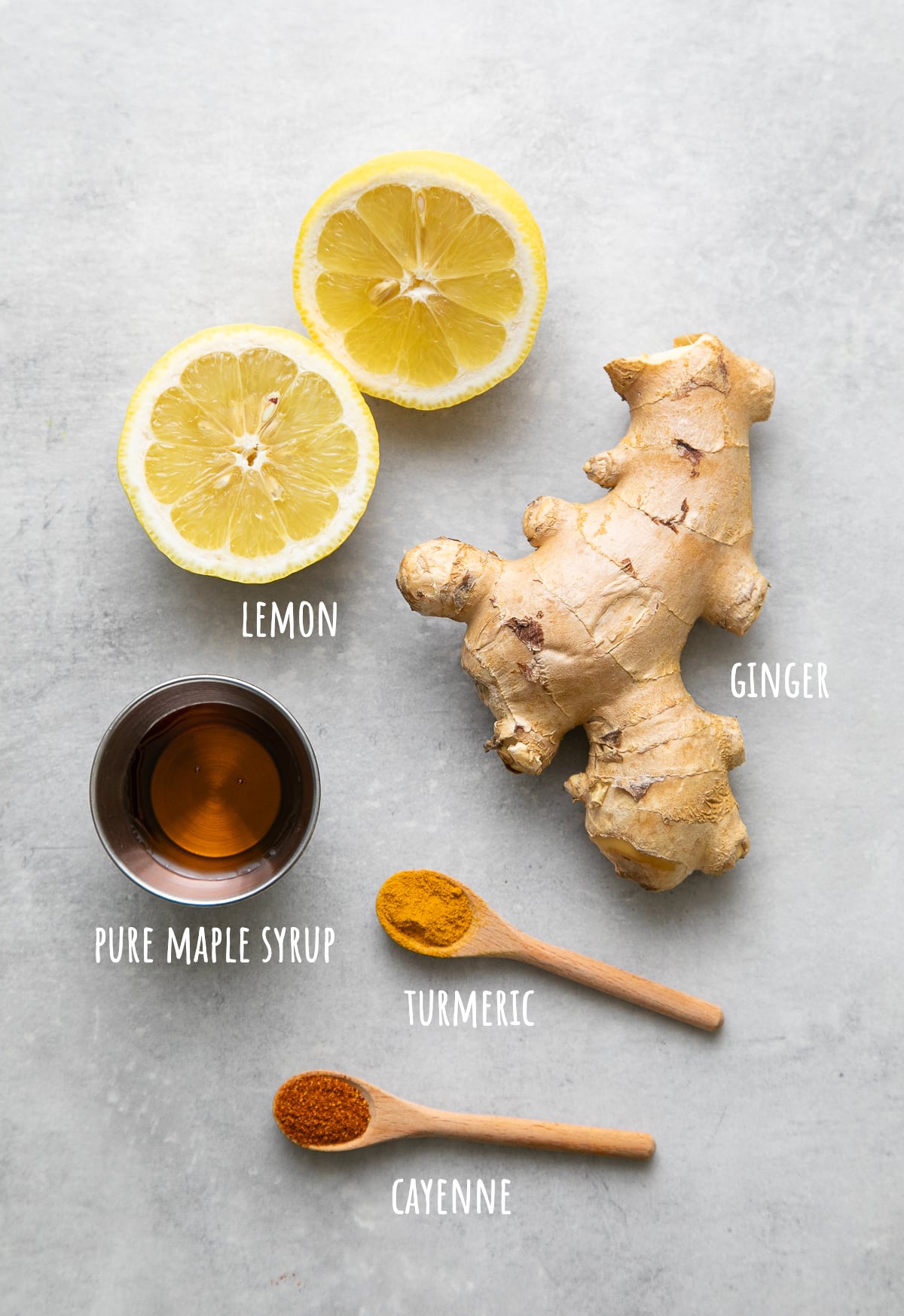 top view of ingredients used to make detox lemon ginger tea recipe.