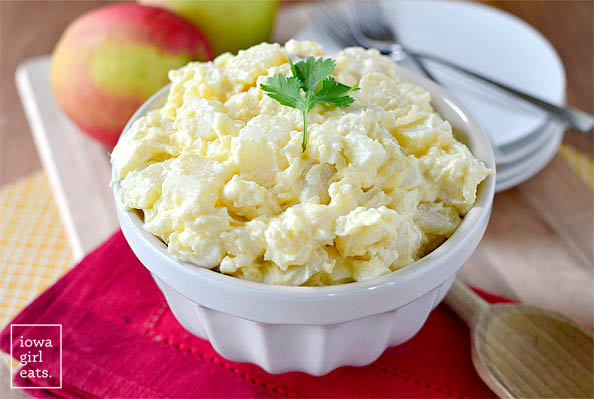 Creamy classic potato salad in a bowl