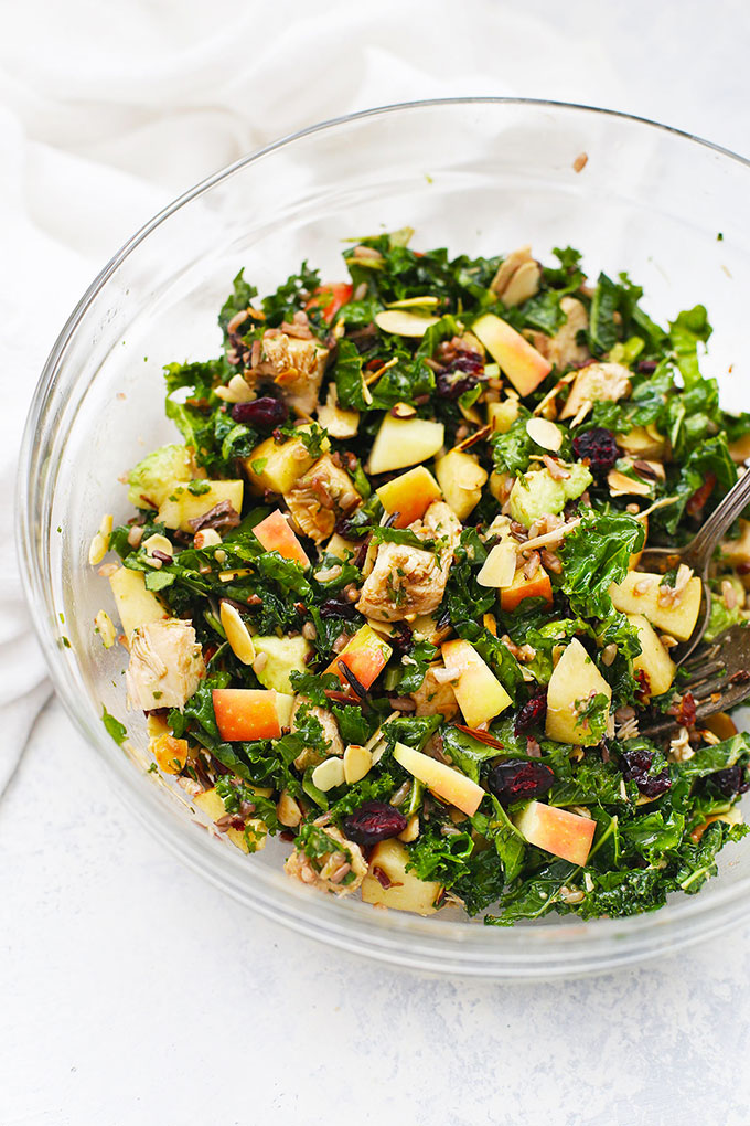 Wild Rice Kale Salad with Chicken from a Lovely Life
