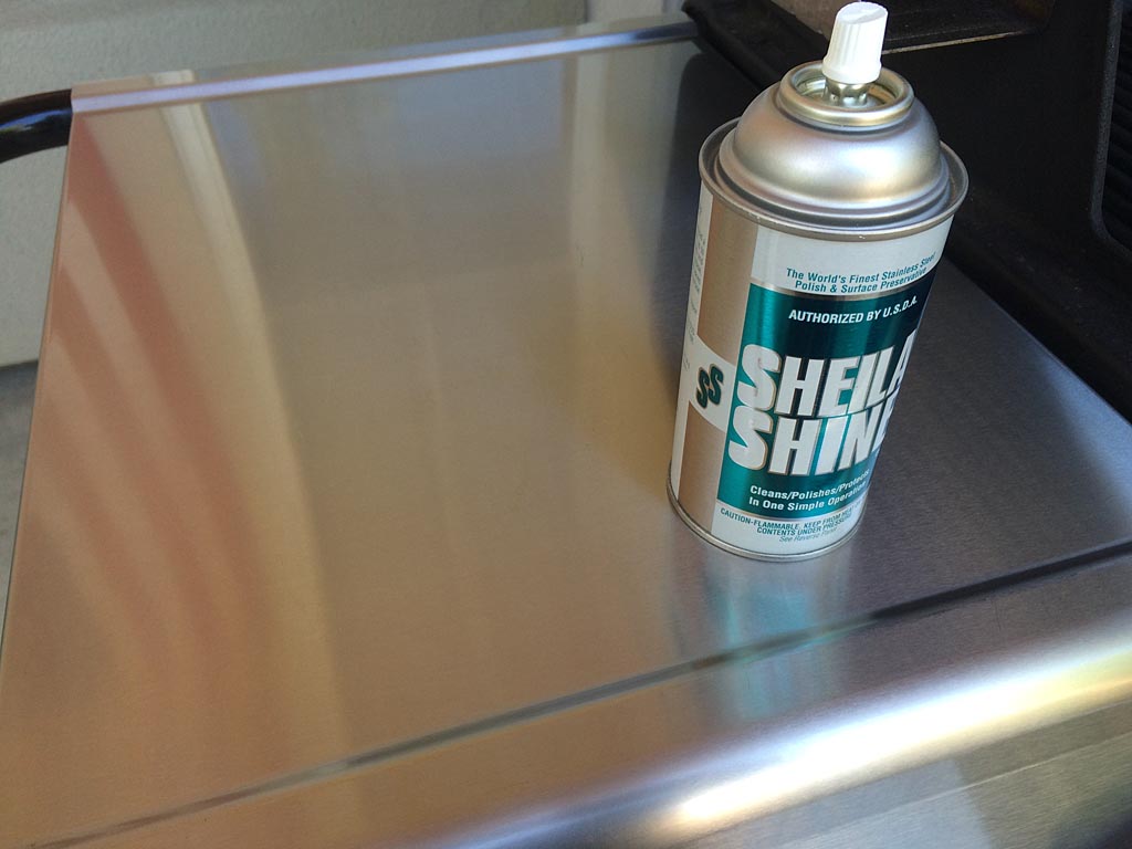 Clean stainless steel work surface